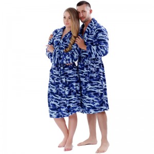 Erwachsene gedruckte Vlies-Robe-Paar-Nachtwäsche