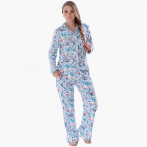 Frauen gedruckt Korallen Fleece Pyjama Set
