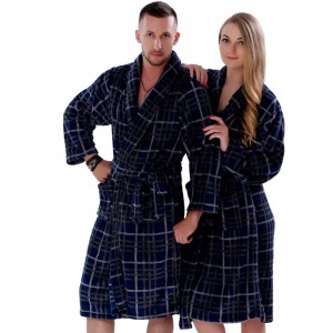 Paar Fleece Robe gestreiften gedruckten Pyjama