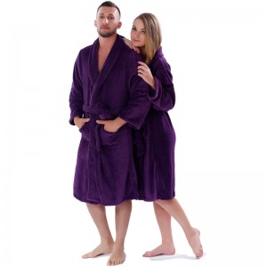 Erwachsene Normallack-Vlies-Robe-Mann-Frauen-Pyjama-Bademäntel