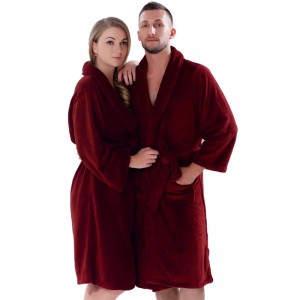 Erwachsene Coral Fleece Robes Männer Frauen Einfarbig Bademäntel Paar Pyjamas