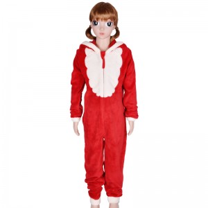 Kids Coral Fleece Hooded Weihnachtskostüm-Strampler