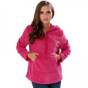 Frauen-Normallack-Pink-mit Kapuze Sweatshirt
