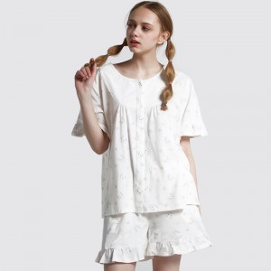 Frauen gedruckt Baumwolle-Spandex Single Jersey Pyjama Set